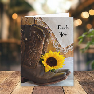 Country Sunflower and Lace Barn Wedding Thank You