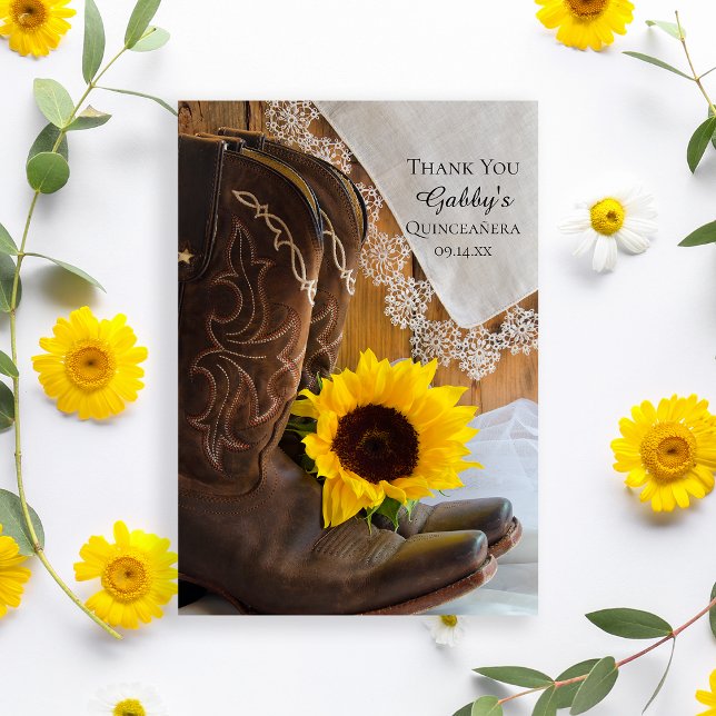 Country Sunflower and Lace Quinceañera Thank You (Creator Uploaded)