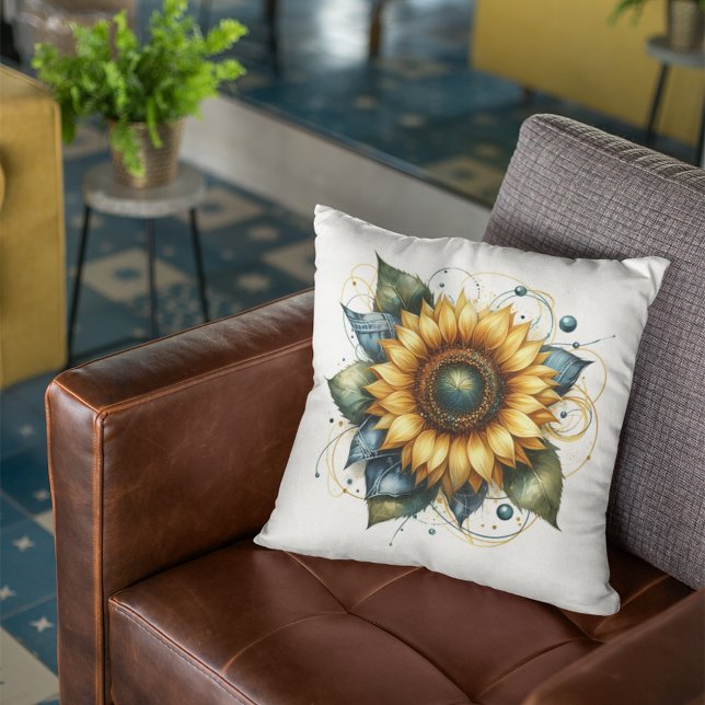 Country Sunflower and Rustic Denim Blue Jean Cushion (Creator Uploaded)
