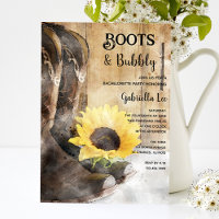 Country Sunflower Boots Bubbly Bachelorette Party