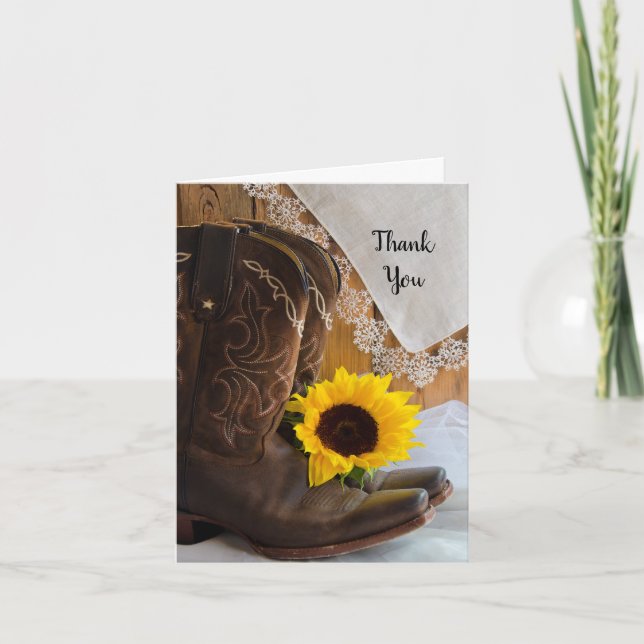 Country Sunflower Bridesmaid Thank You Card (Front)