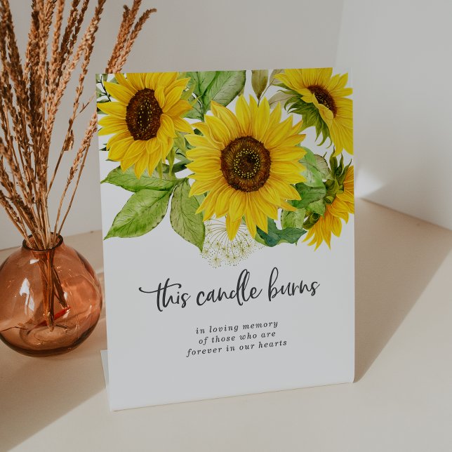 Country Sunflower Candle Burns Wedding Memorial Pedestal Sign (Creator Uploaded)