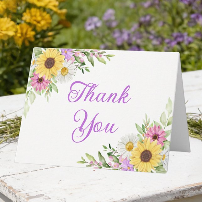Country Sunflower Daisy Floral Wedding Thank You (Creator Uploaded)