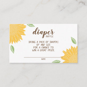 Country Sunflower Diaper Raffle Baby Shower Enclosure Card