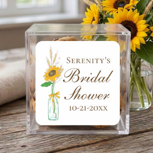Country Sunflower Fall Rustic Floral Bridal Shower Square Sticker