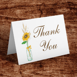 Country Sunflower Floral Thank You Rustic Wedding