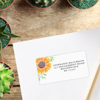 Country Sunflower Foliage Wedding Return Address 