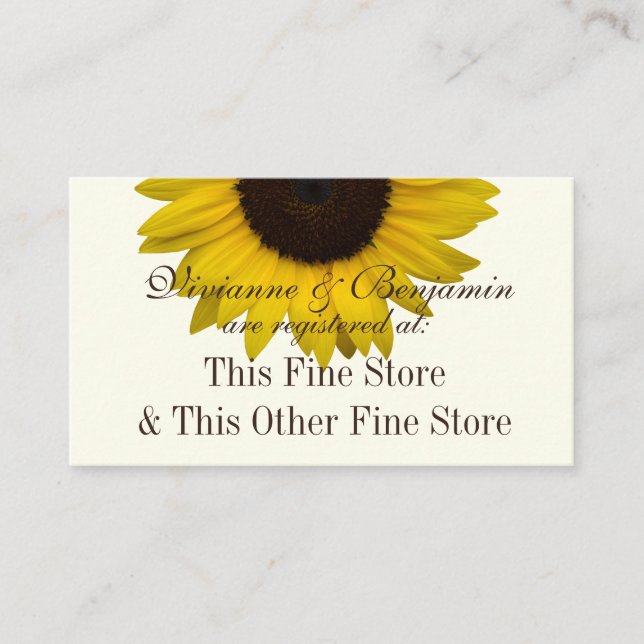 Country Sunflower Gift Registry Info Enclosure Card (Front)