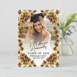 Country Sunflower Graduation Announcement Scallop
