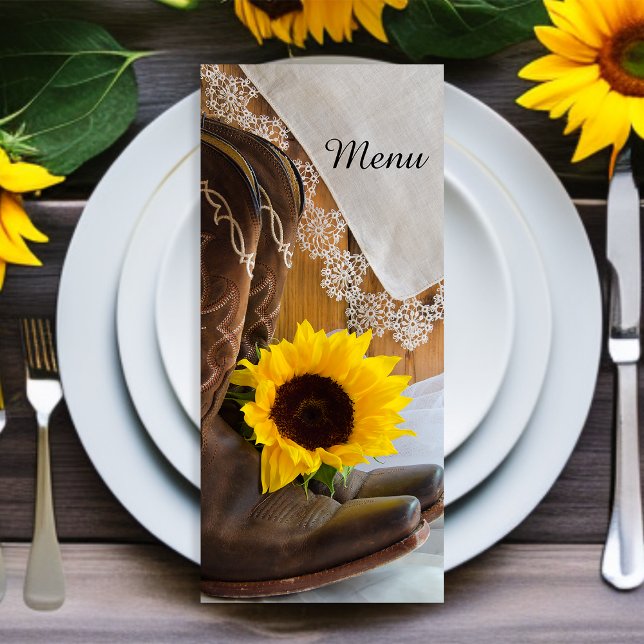 Country Sunflower & Lace Western Quinceañera Party Menu (Creator Uploaded)