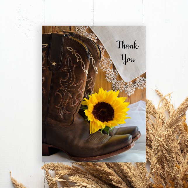 Country Sunflower Lace Western Wedding Thank You Postcard (Creator Uploaded)