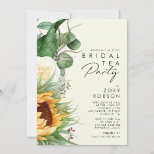 Country Sunflower   Light Yellow Bridal Tea Party Invitation