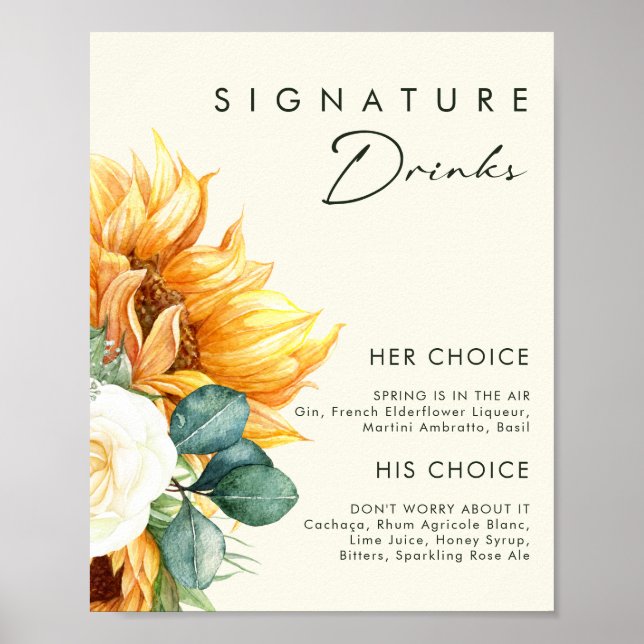 Country Sunflower | Light Yellow signature drinks Poster (Front)