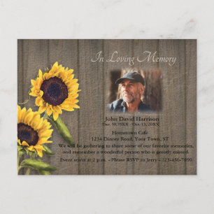 Country Sunflower Memorial Invitation with Photo Postcard
