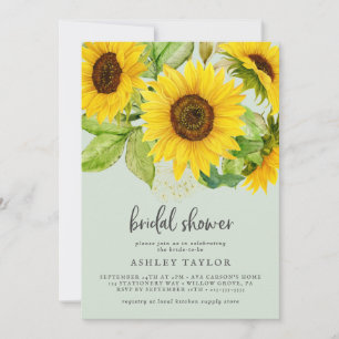 Country Sunflower   Mint Bridal Shower Invitation