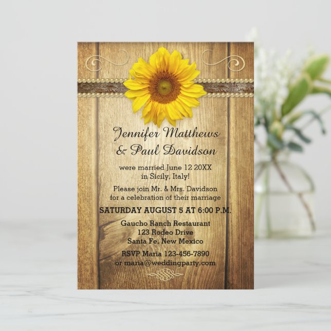 Country Sunflower Post Wedding Party Invitation (Standing Front)