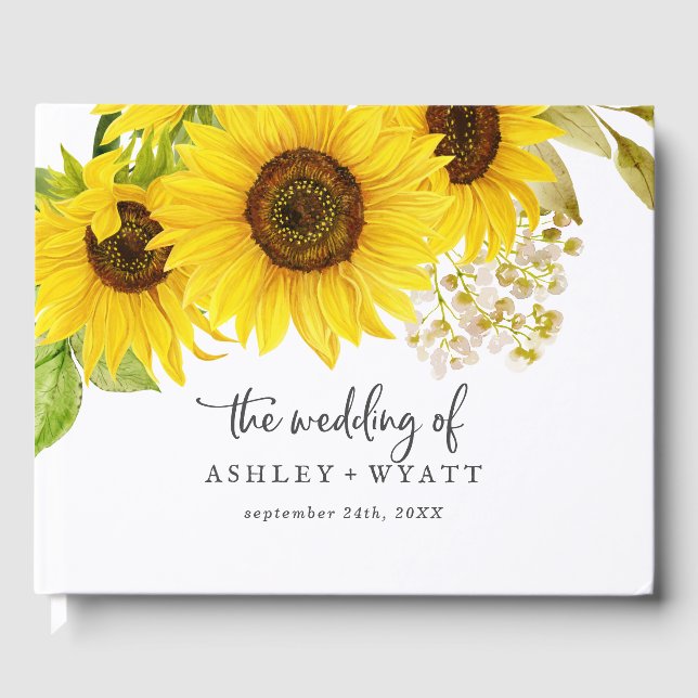 Country Sunflower Wedding Guest Book (Front)
