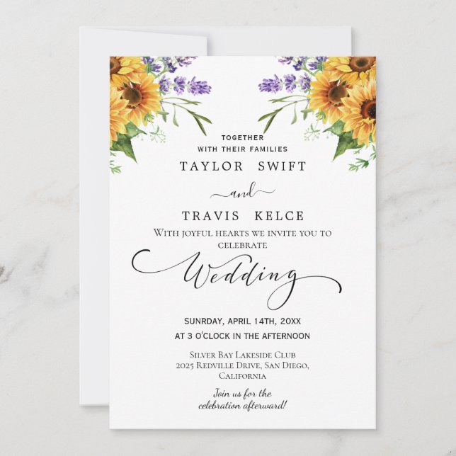 Country Sunflower Wedding Invitation (Front)