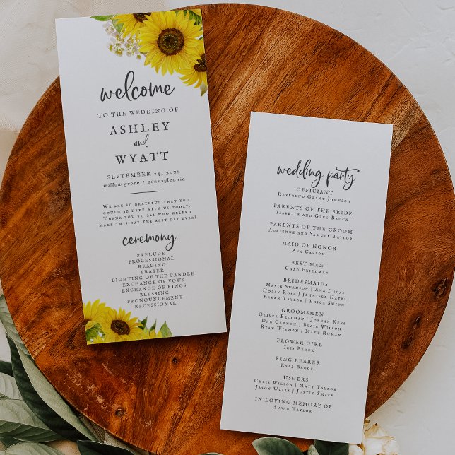 Country Sunflower Wedding Program Programme (Creator Uploaded)