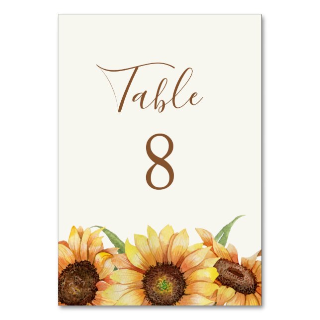 Country Sunflower | Wedding Table Number (Front)