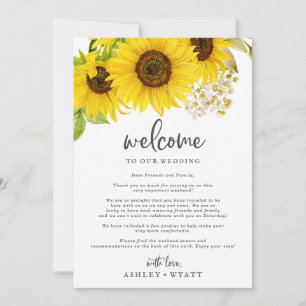Country Sunflower Wedding Welcome & Itinerary