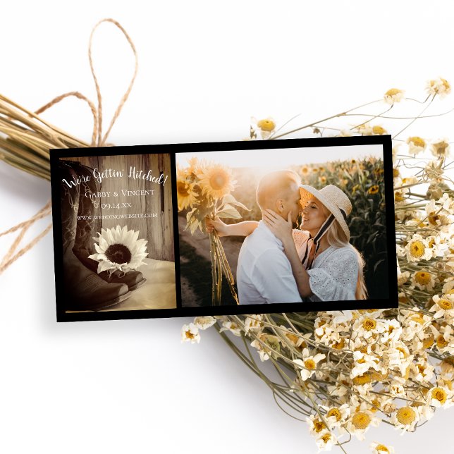 Country Sunflower Western Barn Wedding Sepia Save The Date (Creator Uploaded)