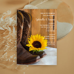 Country Sunflower Western Engagement Party Invite