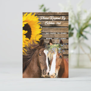 Country Sunflower Western Rustic Wedding RSVP Card