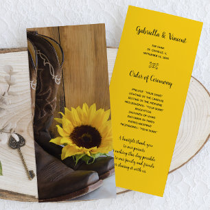 Country Sunflower Western Wedding Program Programme