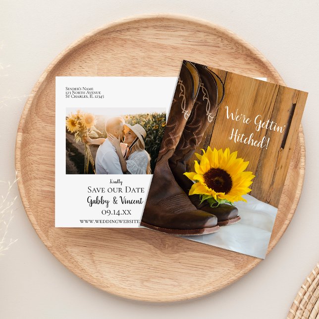 Country Sunflower Western Wedding Save the Date Announcement Postcard (Creator Uploaded)