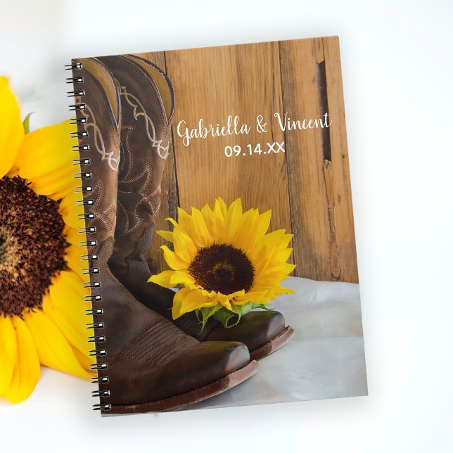 Country Sunflower Western Wedding Spiral Notebook (Creator Uploaded)