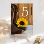 Country Sunflower Western Wedding Table Numbers<br><div class="desc">Customize these charming Country Sunflower Western Wedding Table Numbers and create a different card for each table at your casual yet classy rural farm style or ranch theme engagement barn party, bridal shower or marriage reception. These informal and elegant custom rustic wedding theme table number cards feature a quaint floral...</div>