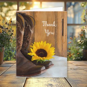 Country Sunflower Western Wedding Thank You