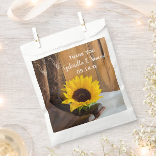 Country Sunflower Western Wedding Thank You Favour Bags