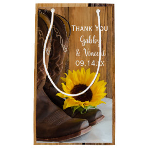 Country Sunflower Western Wedding Thank You Small Gift Bag