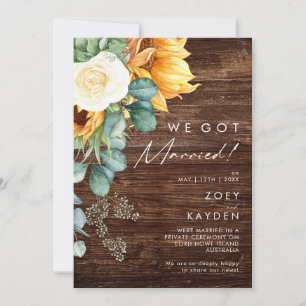 Country Sunflower Wood Elopement Announcement