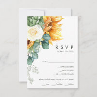 Country Sunflower Yellow Menu Choice RSVP Card