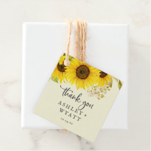 Country Sunflower Yellow Thank You Favour Tags