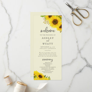 Country Sunflower Yellow Wedding Program Programme