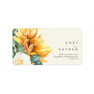 Country Sunflower   Yellow wedding RSVP address Label