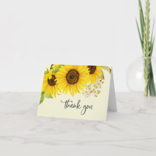 Country Sunflower Yellow Wedding Thank You Card