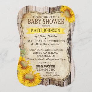 Country Sunflowers and Rustic Wood Baby Shower Invitation
