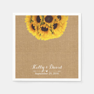 Country Sunflowers Burlap Wedding Napkin