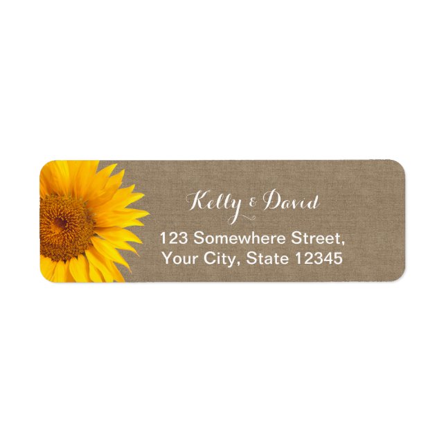 Country Sunflowers Burlap Wedding Return Address (Front)