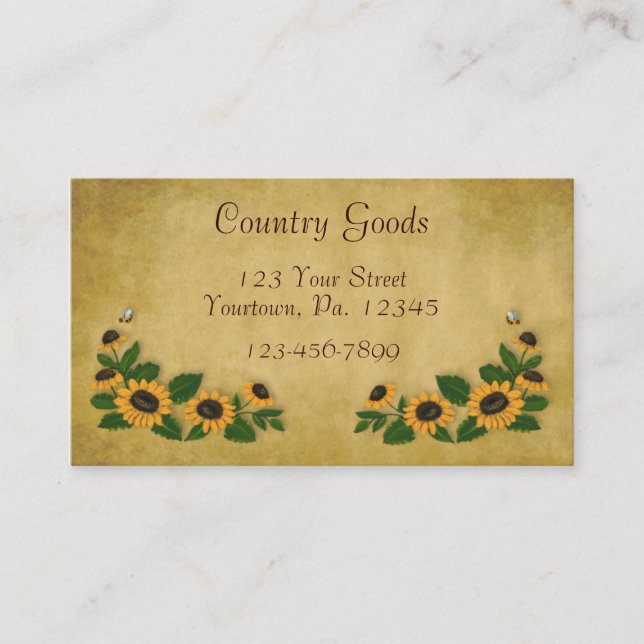 Country Sunflowers Business Card (Front)