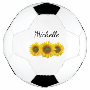 Country Sunflowers Cute Girly Personalised Soccer Ball