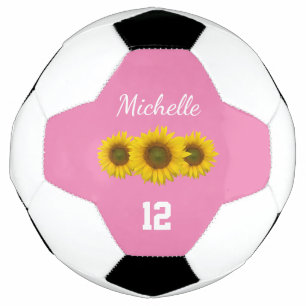 Country Sunflowers Cute Girly Pink Soccer Ball