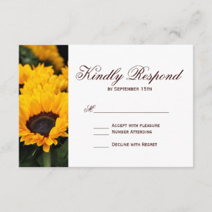 Country Sunflowers Floral Wedding RSVP Cards