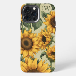 Country Sunflowers Monogram iPhone 13 Pro Max Case