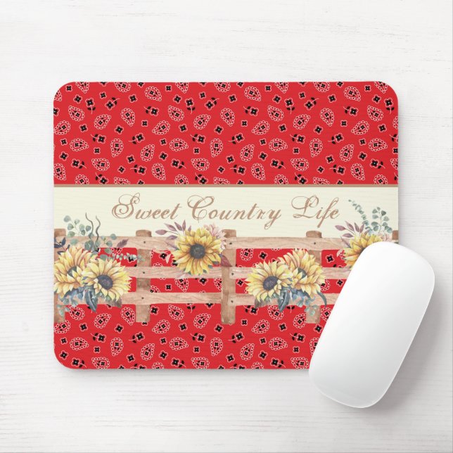 Country Sunflowers on Bandanna Print Custom  Mouse Pad (With Mouse)